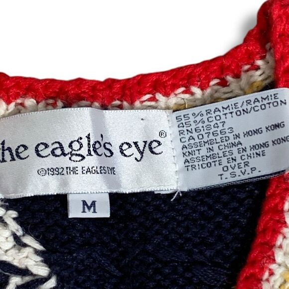 Vintage 90s The Eagle’s Eye Tennis World Tour Knit Printed Sweater Vest Vneck - Picture 6 of 9
